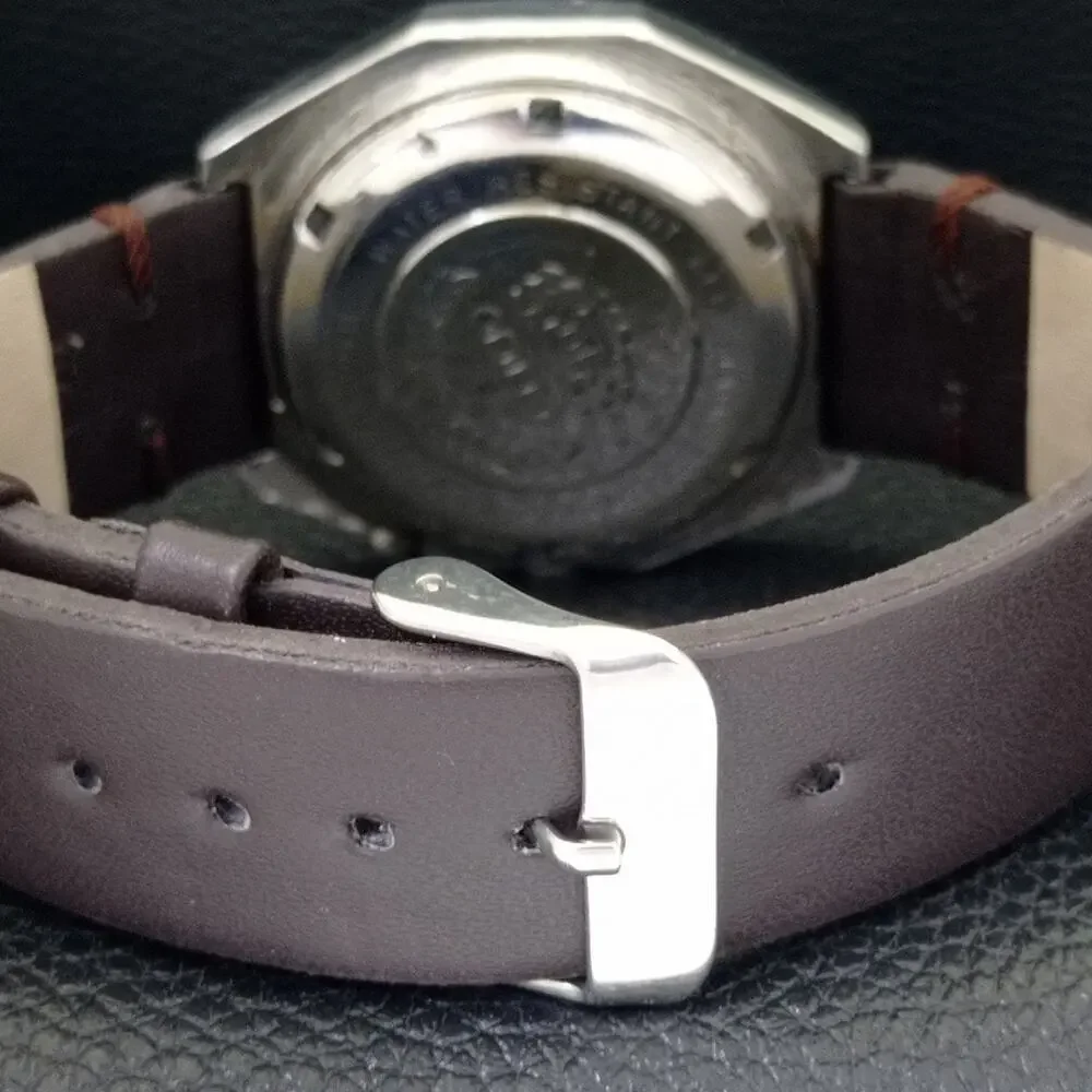 Vintage 1987 Orient Automatic Mens Silver Watch W/daydate & Patina accents